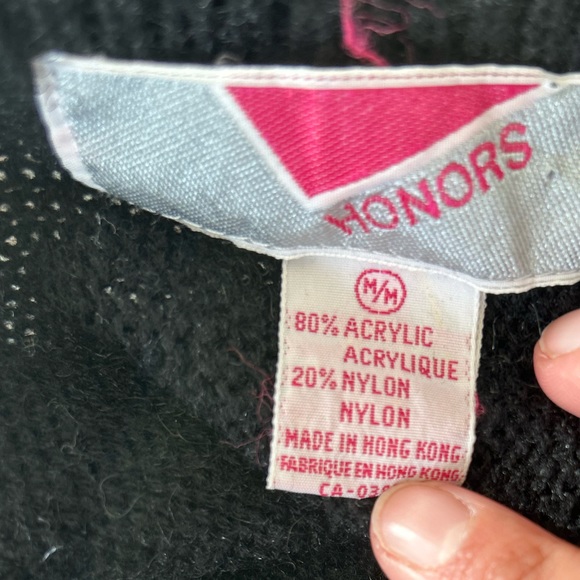 Vintage beaded and appliqué flower sweater, black, medium. - Picture 7 of 7